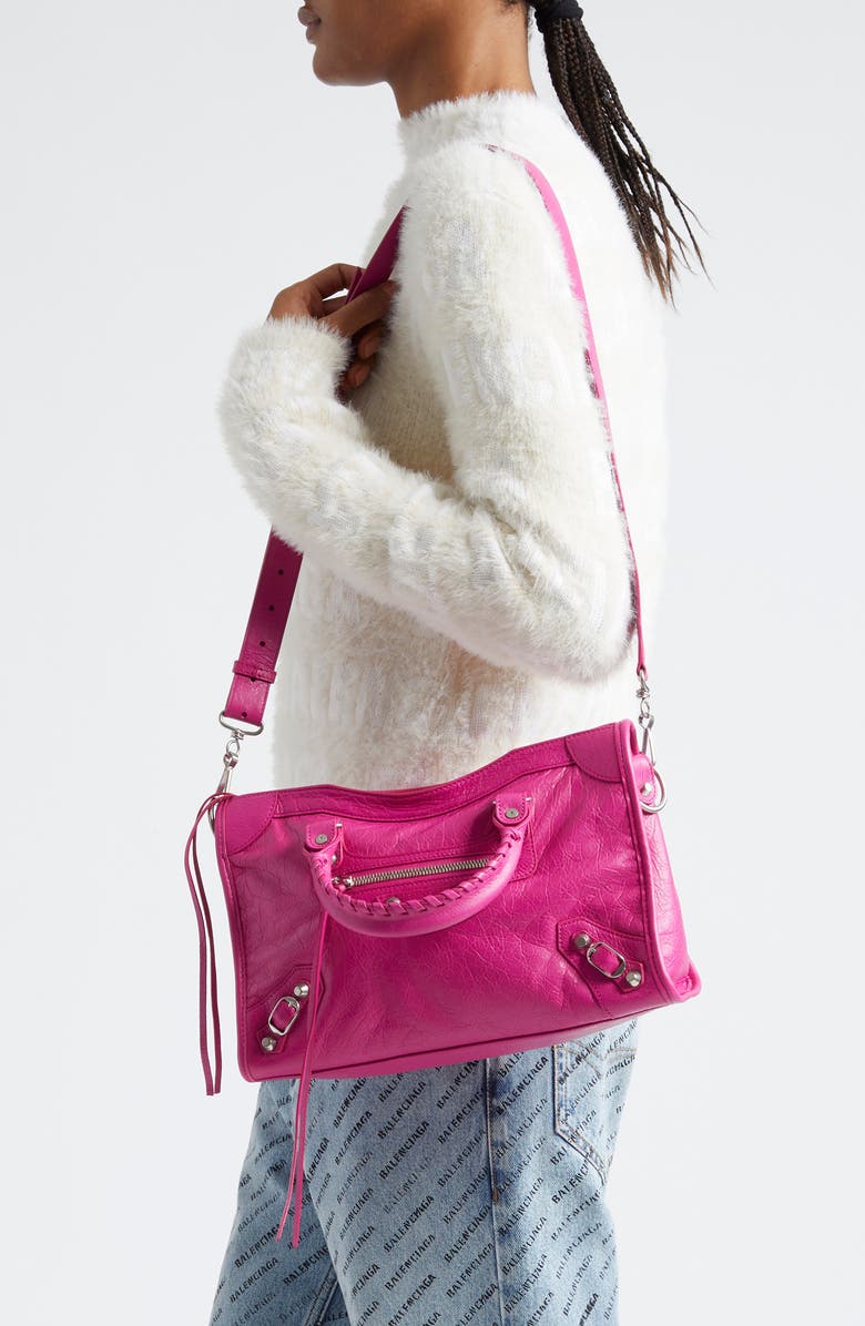 Balenciaga Small Le City Crinkle Leather Top Handle Bag, Alternate, color,