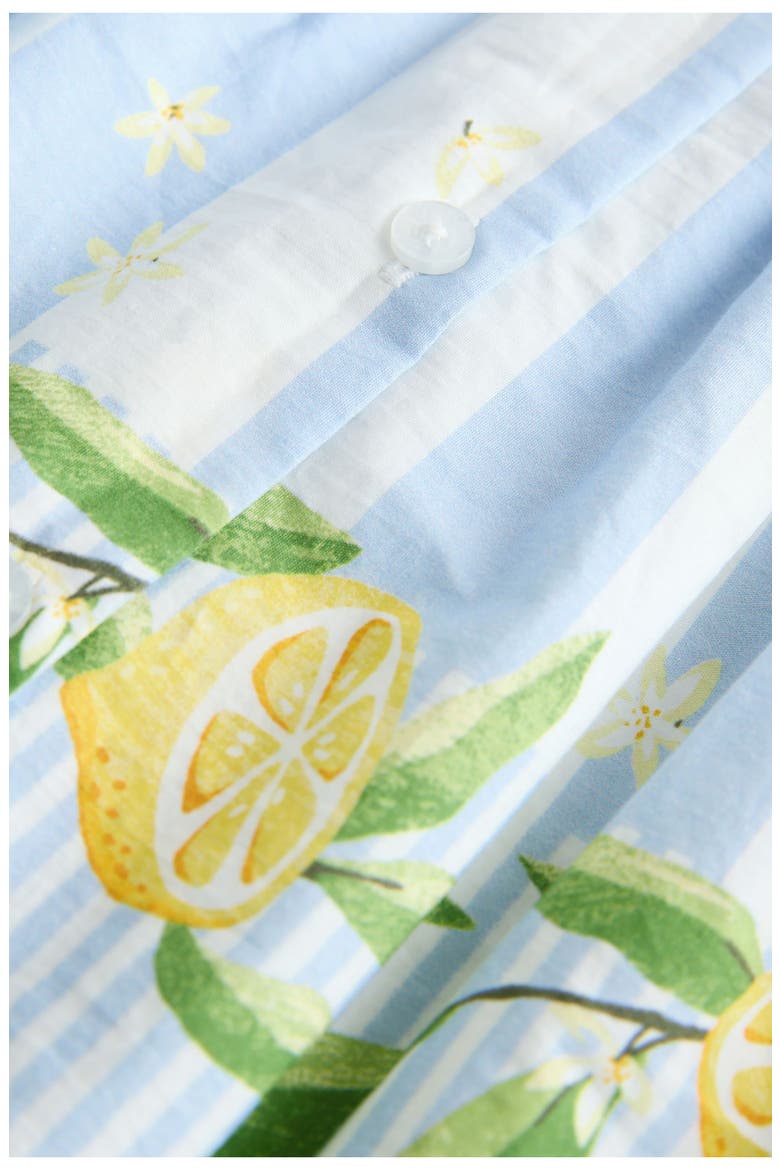Stripe Lemon Print Cotton Shirtdress, Alternate, color, BLUE