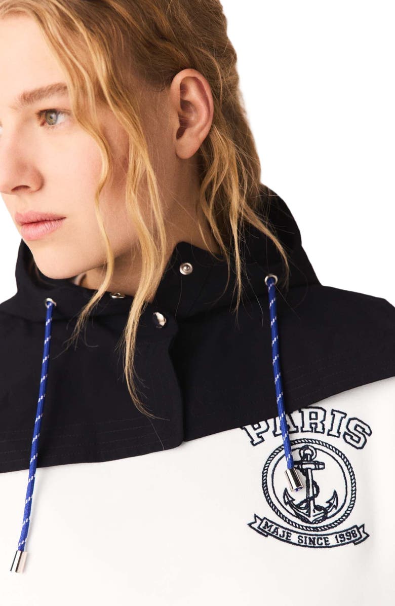 maje Waterproof drawstring hood, Main, color, Navy