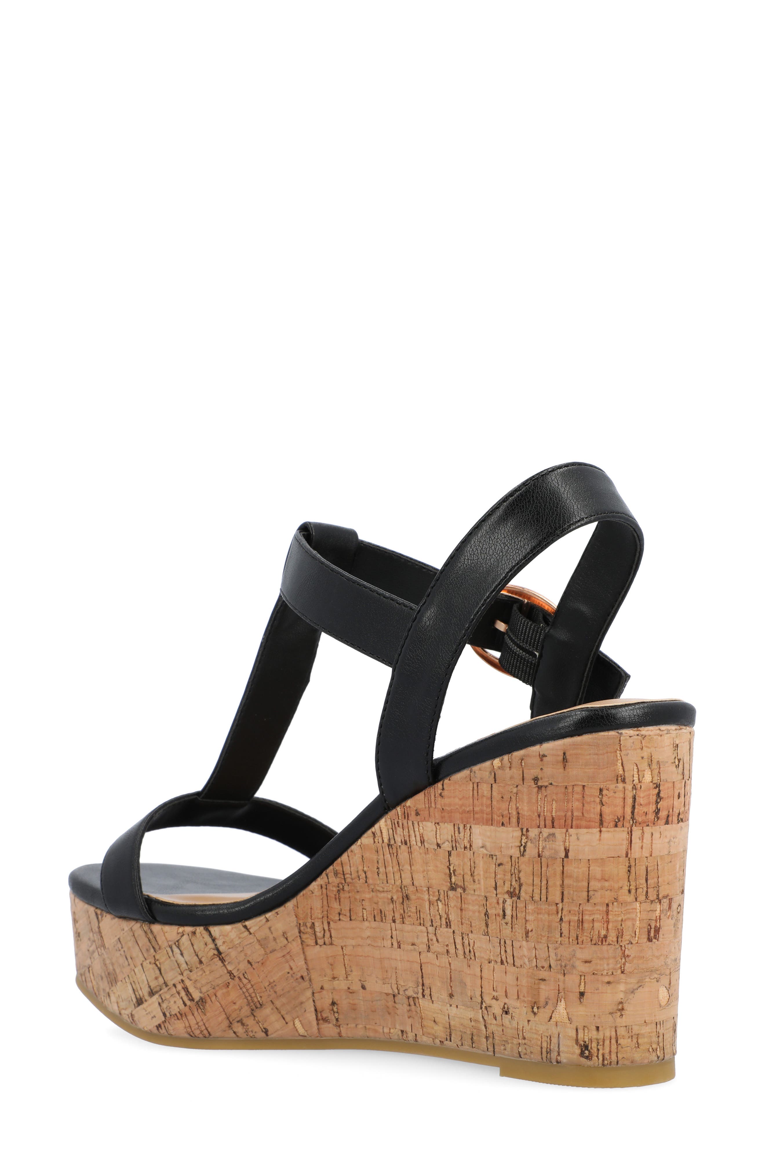 Journee Collection Matildaa T-Strap Platform Wedge Sandal, Alternate, color, Black