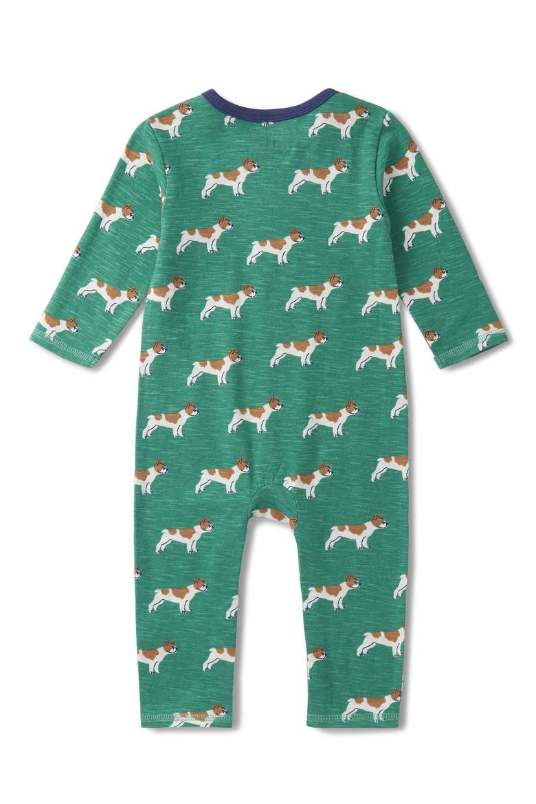 Friendly Bulldogs Cotton Romper, Alternate, color, GREEN