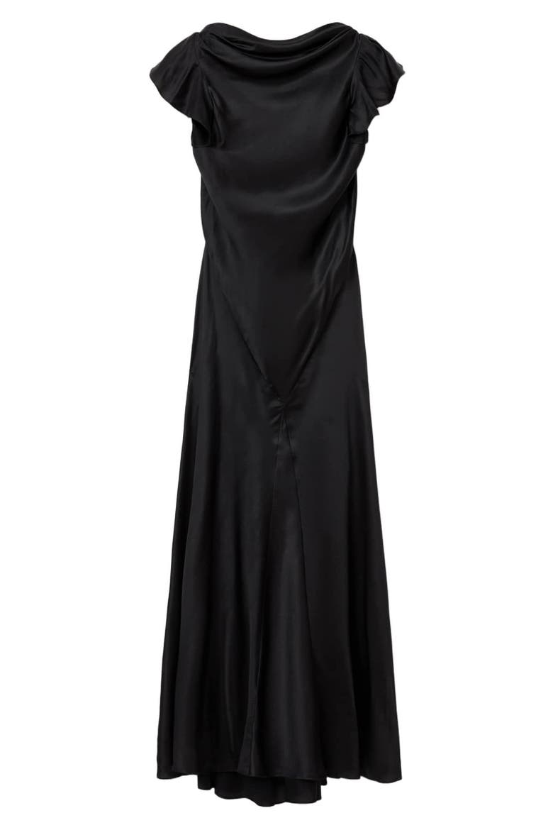 Floral Ruffle Maxi Dress, Alternate, color, BLACK