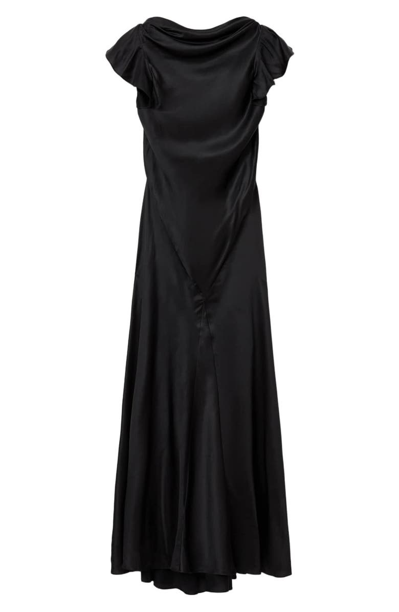 AllSaints Floral Ruffle Maxi Dress, Alternate, color, Black
