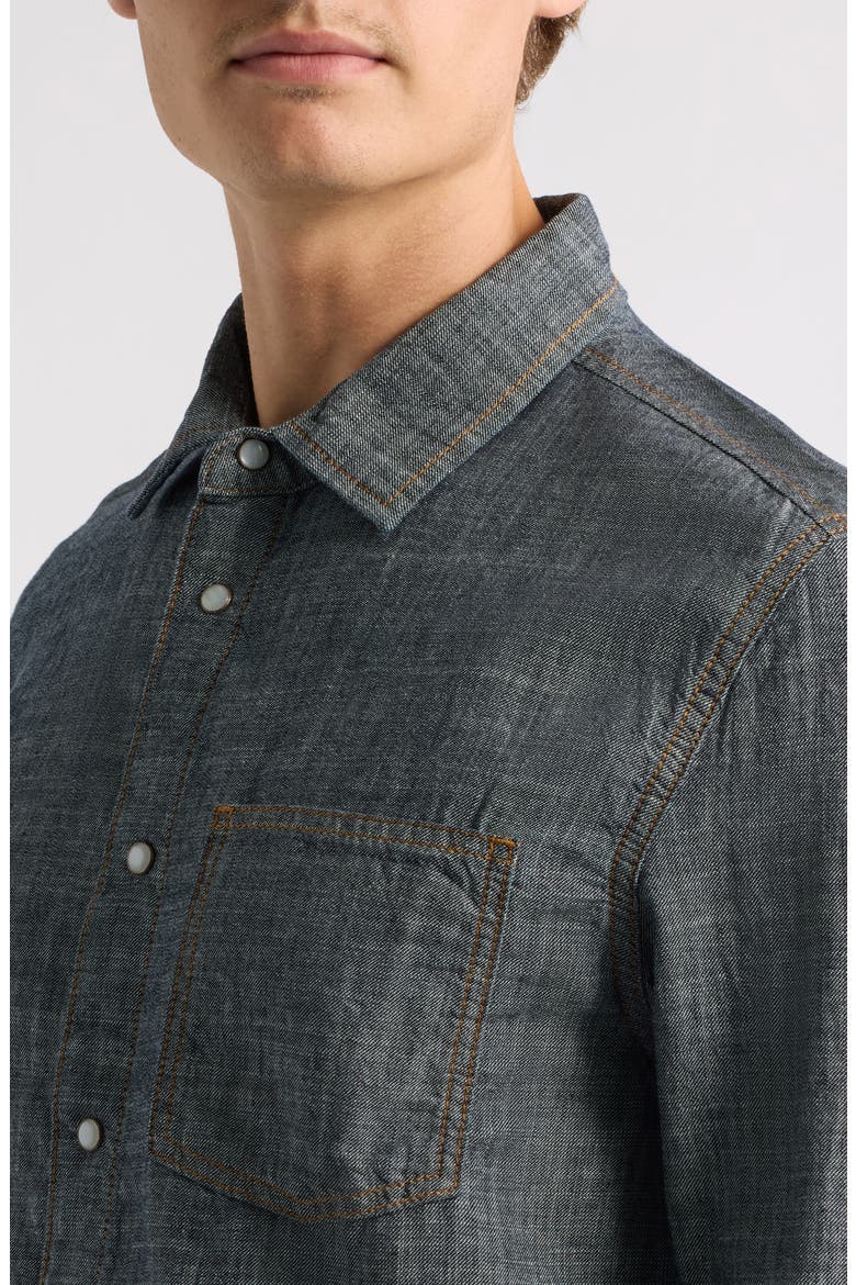 Manilla Chambray Button-Up Shirt, Alternate, color, INDIGO