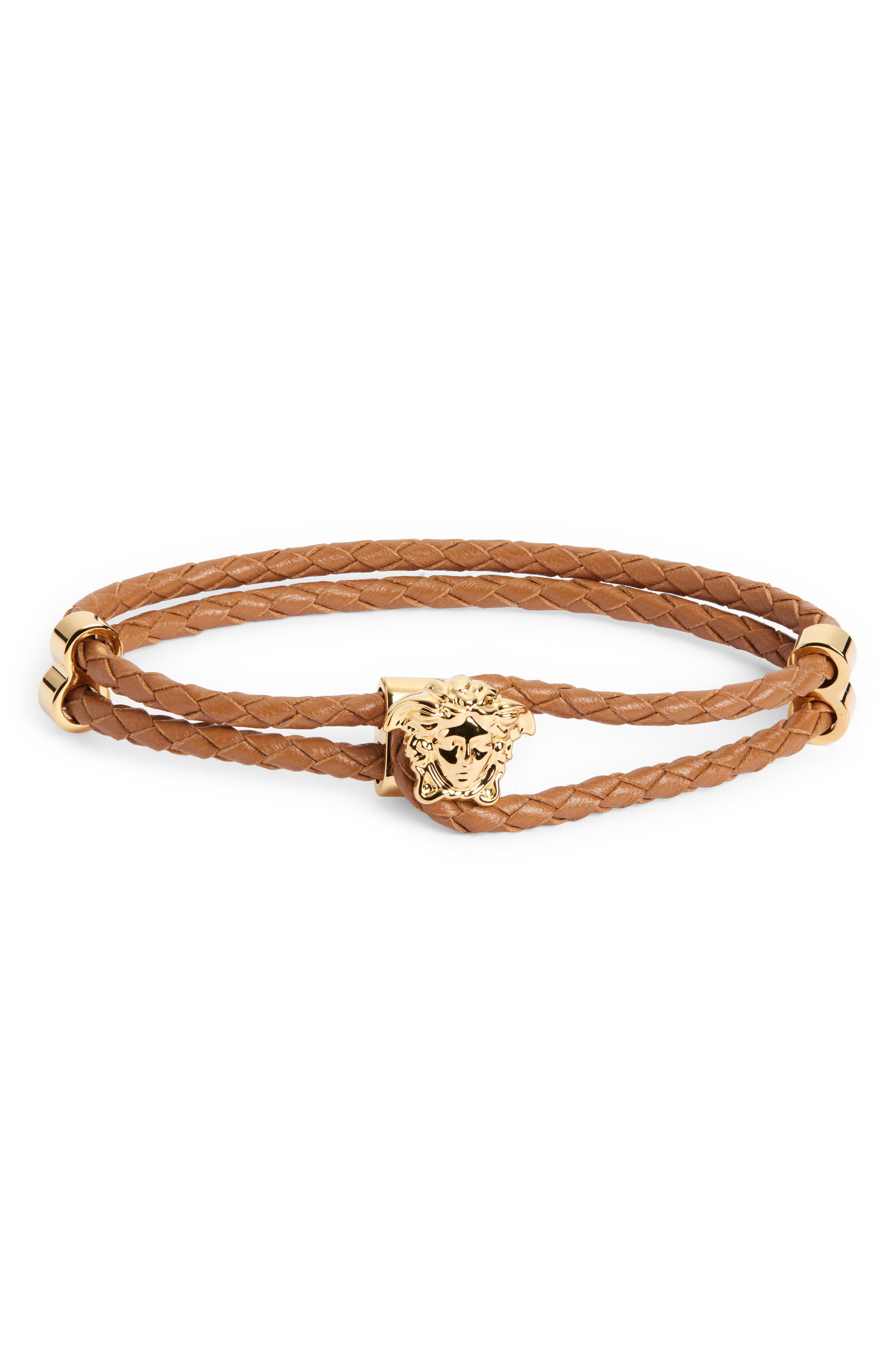 Versace Medusa Braided Leather Bracelet