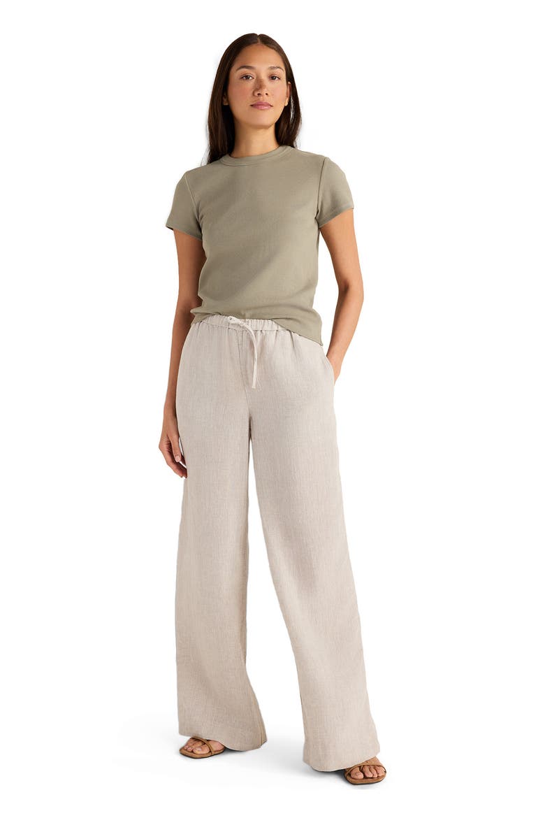 Linen Wide Leg Drawstring Pants, Main, color, Oatmeal Cross Dye