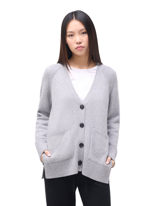 Gobi Mongolian Cashmere Relaxed-fit Cashmere Cardigan In Gray
