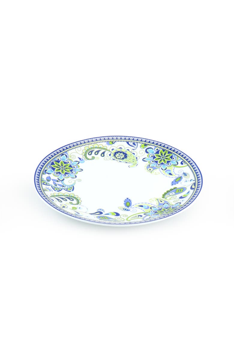 Elama Blue Fiesta 16 Piece Round Porcelain Dinnerware Set, Alternate, color, Blue