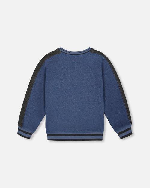 Deux Par Deux Super Soft Flat Back Rib Sweatshirt In Blue