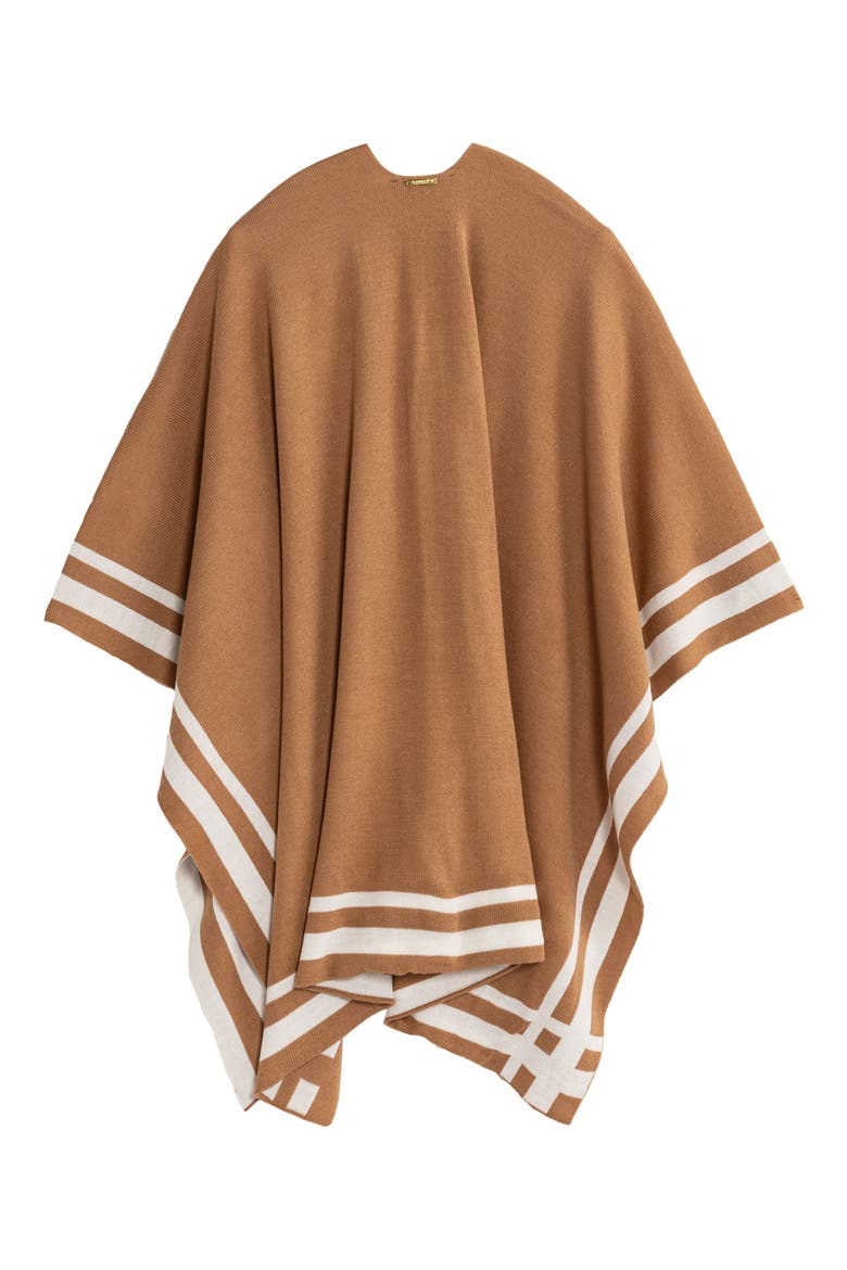 Jet Setter Reversible Knit Poncho, Alternate, color, CAMEL/CREAM