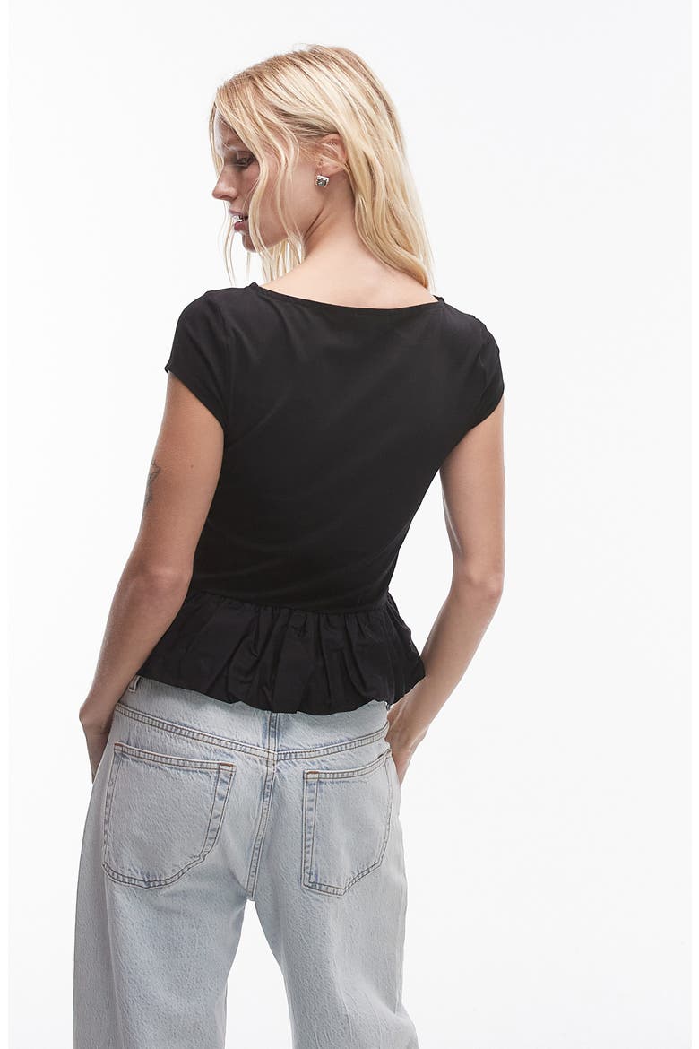 Bubble Peplum Top, Alternate, color, BLACK