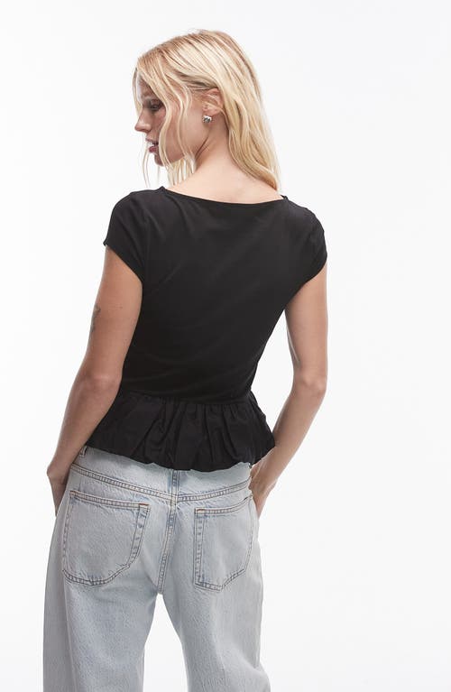 Shop Topshop Bubble Peplum Top In Black