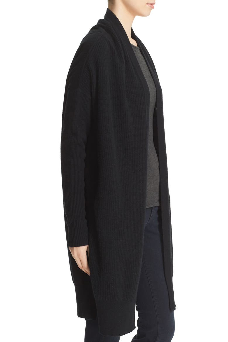 Rib Knit Cashmere Cardigan, Alternate, color, BLACK