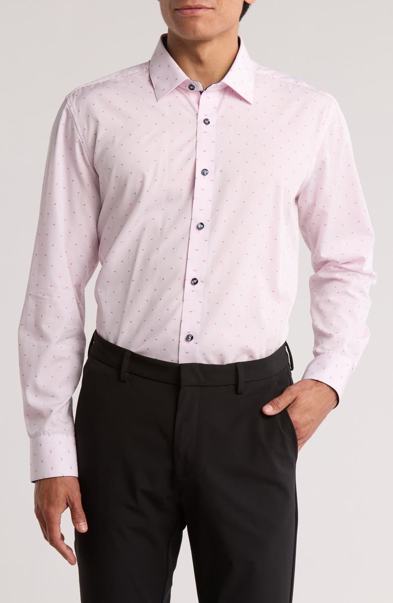 LEVINAS Contemporary Fit Stitch Dot Cotton Dress Shirt, Main, color, 