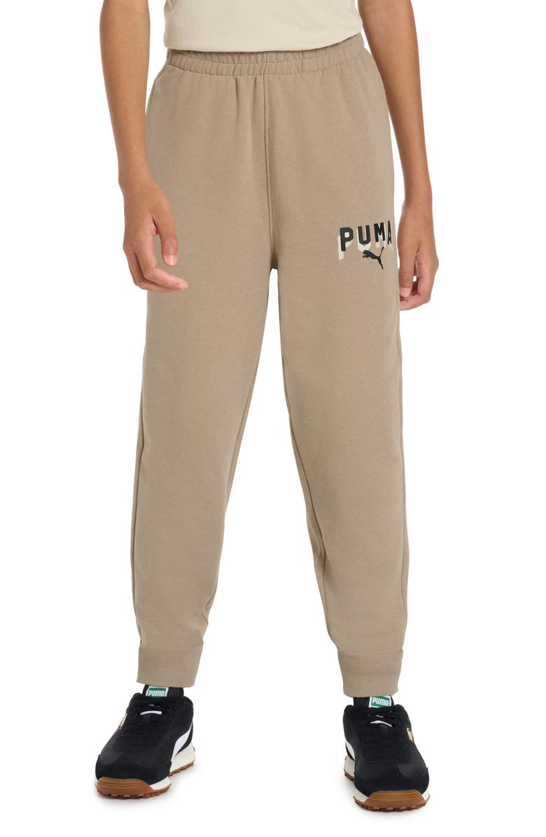 PUMA Kids' Class Pack Cotton Blend French Terry Joggers, Alternate, color, Pale Brown