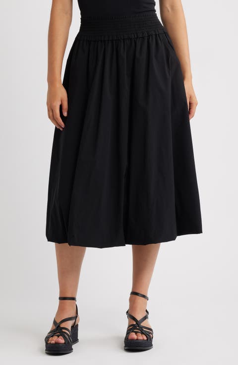 Wit & Wisdom Smocked Waist Bubble Hem Midi Skirt (Regular & Petite)