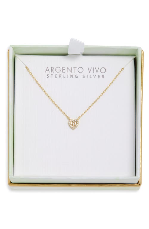 Argento Vivo Pavé Cubic Zirconia Mini Heart Pendant Necklace In Gold