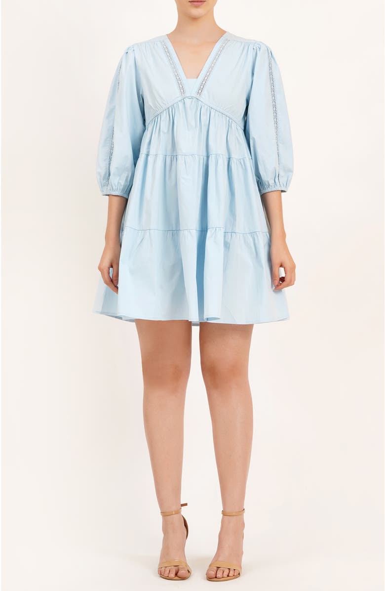 Leota Zariah Empire Waist Mini Dress, Main, color, Wispy Blue