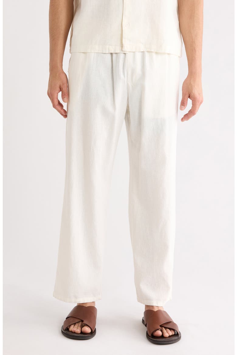 Wide Leg Linen Pants, Main, color, OFF WHITE