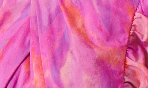 Derek Lam 10 Crosby Finn Ruffle Cap Sleeve Faux Wrap Dress In Fuchsia Multi