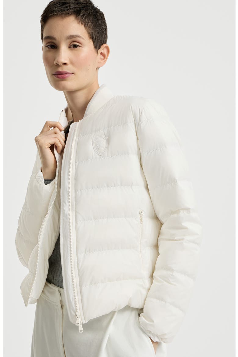 Water-resistant matte nylon down jacket with logo, Alternate, color, Milk