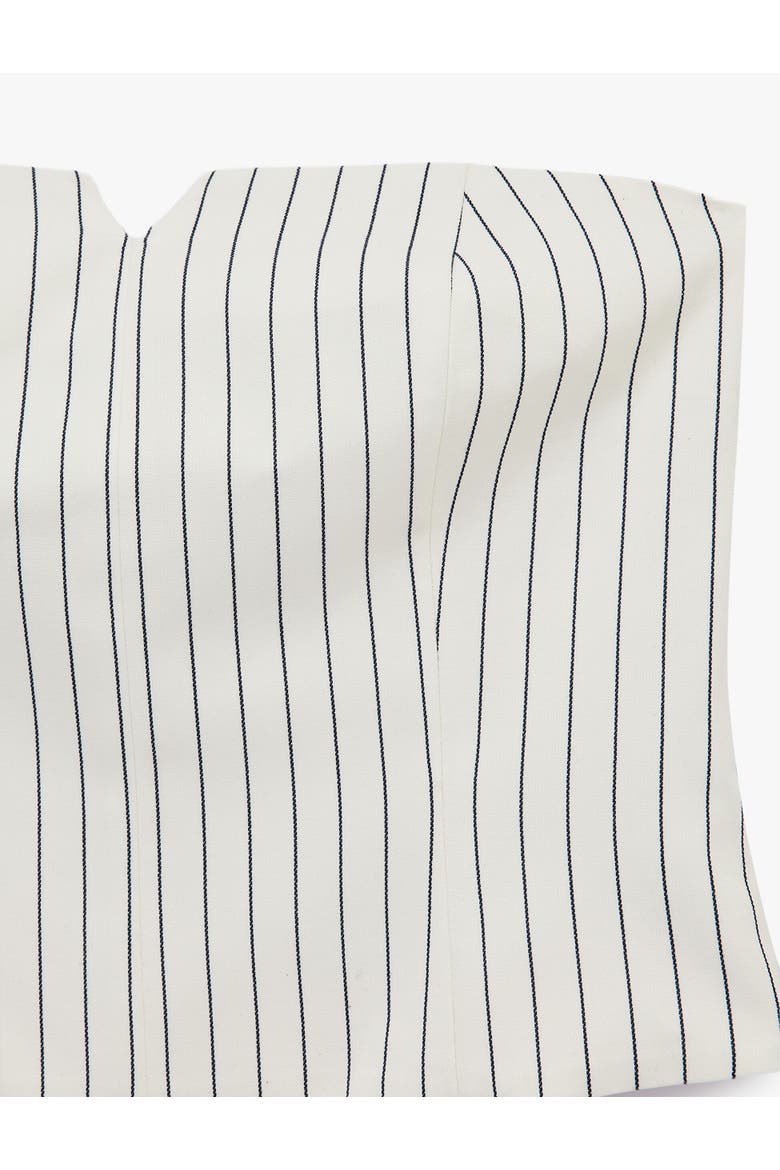 Striped Strapless Silk Blend Corset Top, Alternate, color, WHITE STRIPE
