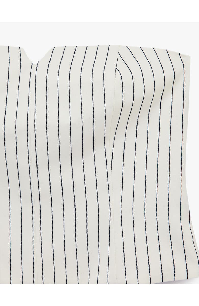 Koton Striped Strapless Silk Blend Corset Top, Alternate, color, White Stripe