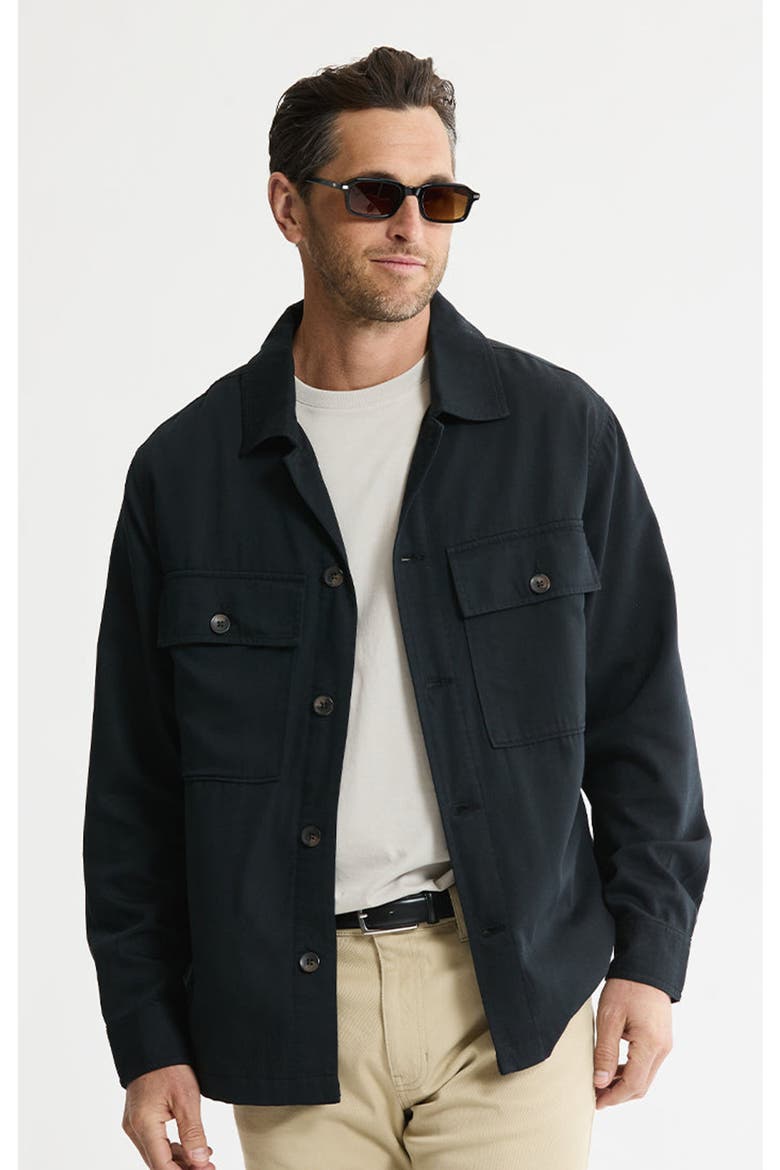 Rayon Lyocell Military Shirt Jacket, Main, color, Black