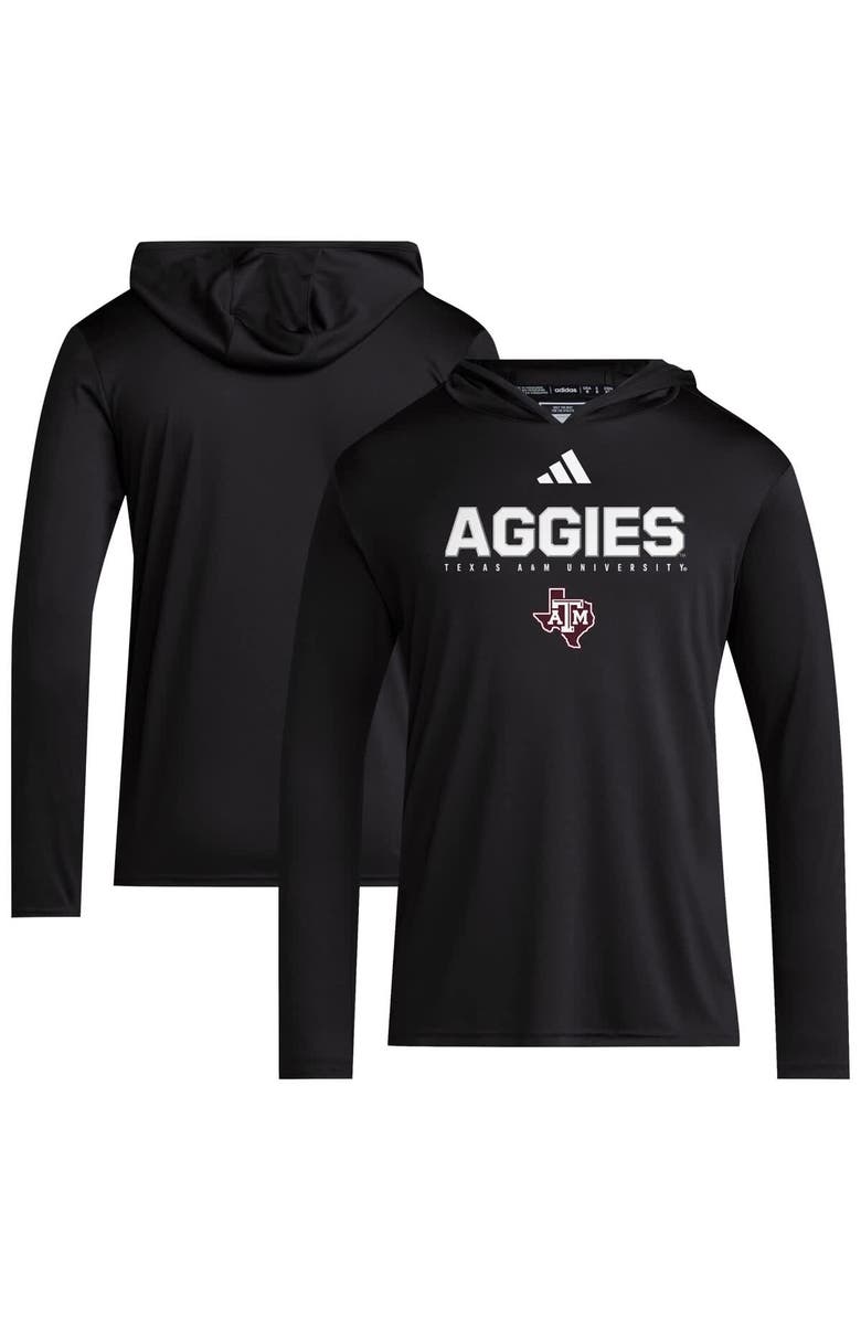 adidas Men's adidas Black Texas A&M Aggies 2025 Sideline Training Long Sleeve Hooded T-Shirt, Main, color, 