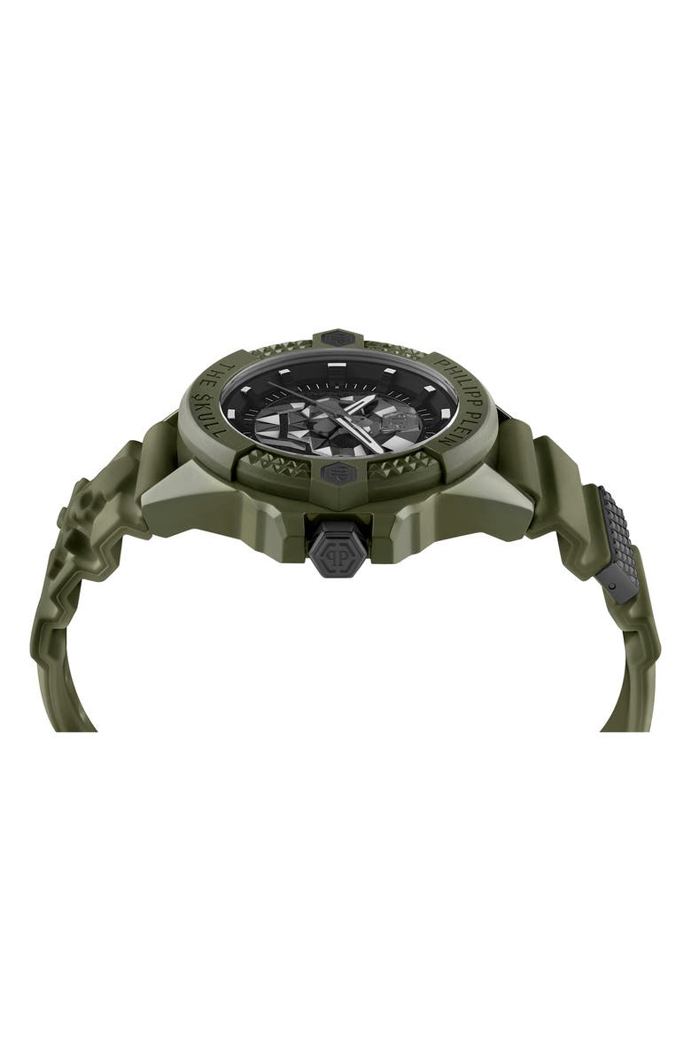 PHILIPP PLEIN The $kull Ceramic Silicone Strap Watch, 44mm, Alternate, color, Green