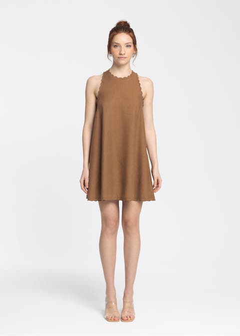 Calia Cream Mini Linen Dress