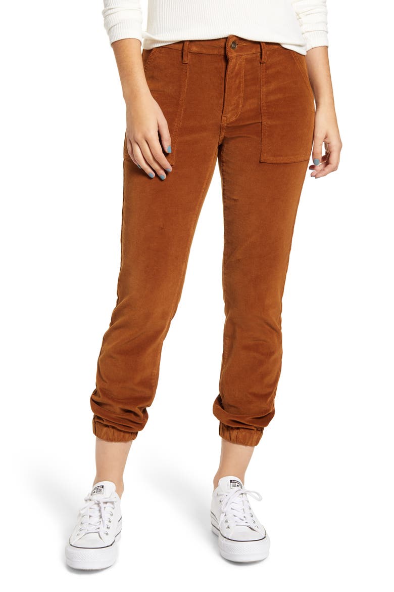 Corduroy Jogger Pants, Main, color, BROWN
