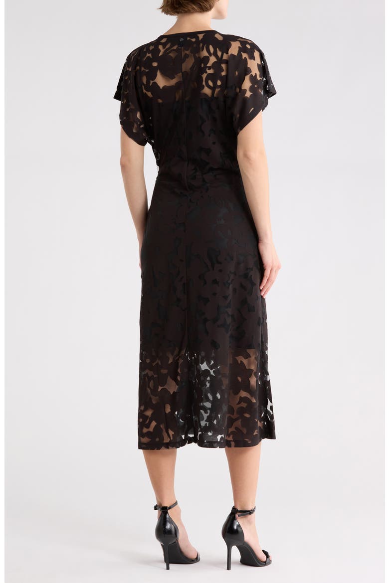 Ebuna Floral Semi Sheer T-Shirt Dress, Alternate, color, BLK