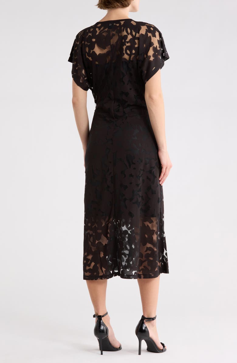 BOSS Orange Ebuna Floral Semi Sheer T-Shirt Dress, Alternate, color, Black