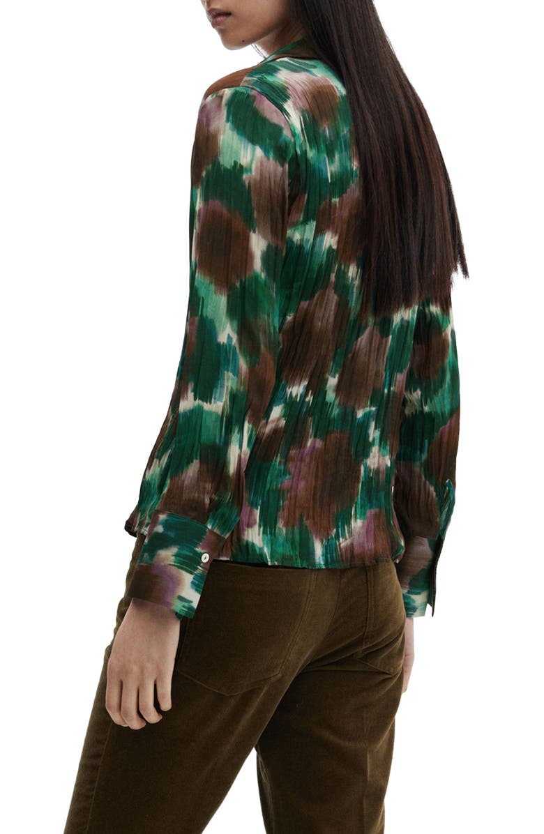 MANGO Abstract Print Long Sleeve Button-Up Top, Alternate, color,