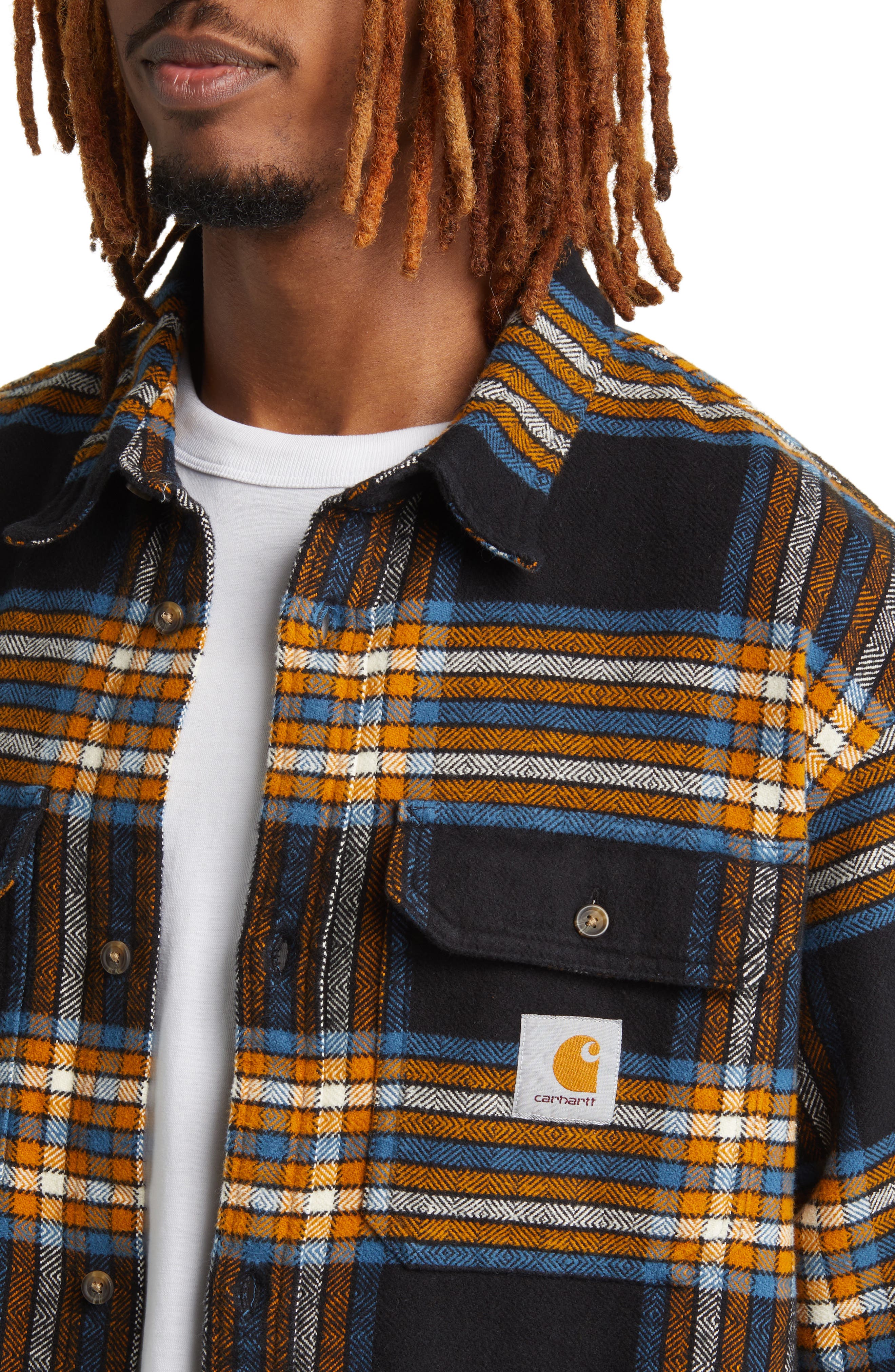 Hawkins Plaid Cotton Herringbone Button-Up Shirt - image 2