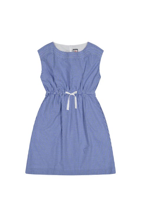 Izzy Drawstring Dress Blue Mini Check