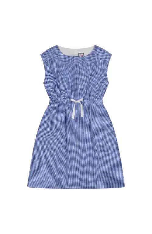 BUSY BEES BUSY BEES IZZY DRAWSTRING DRESS BLUE MINI CHECK