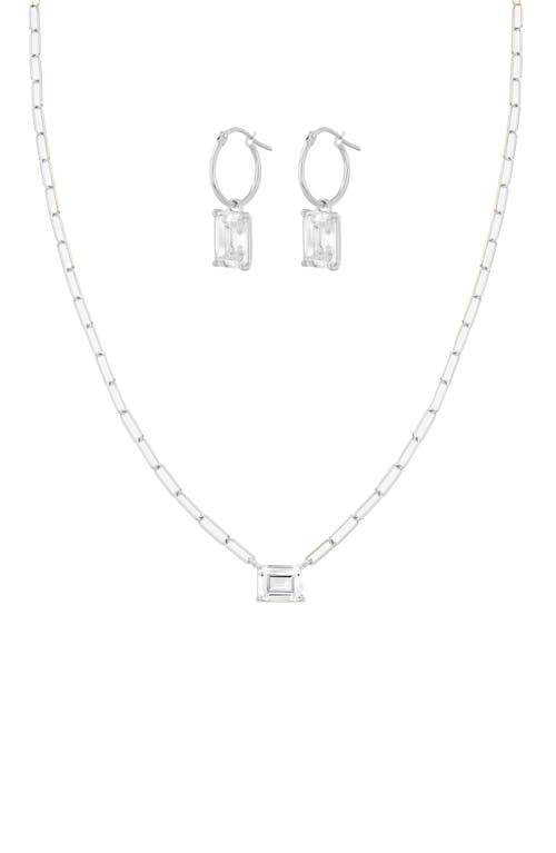 Bearfruit Jewelry Sterling Silver 18k Gold Plated Sparkle Pendant Chain Necklace & Earrings Set In Metallic