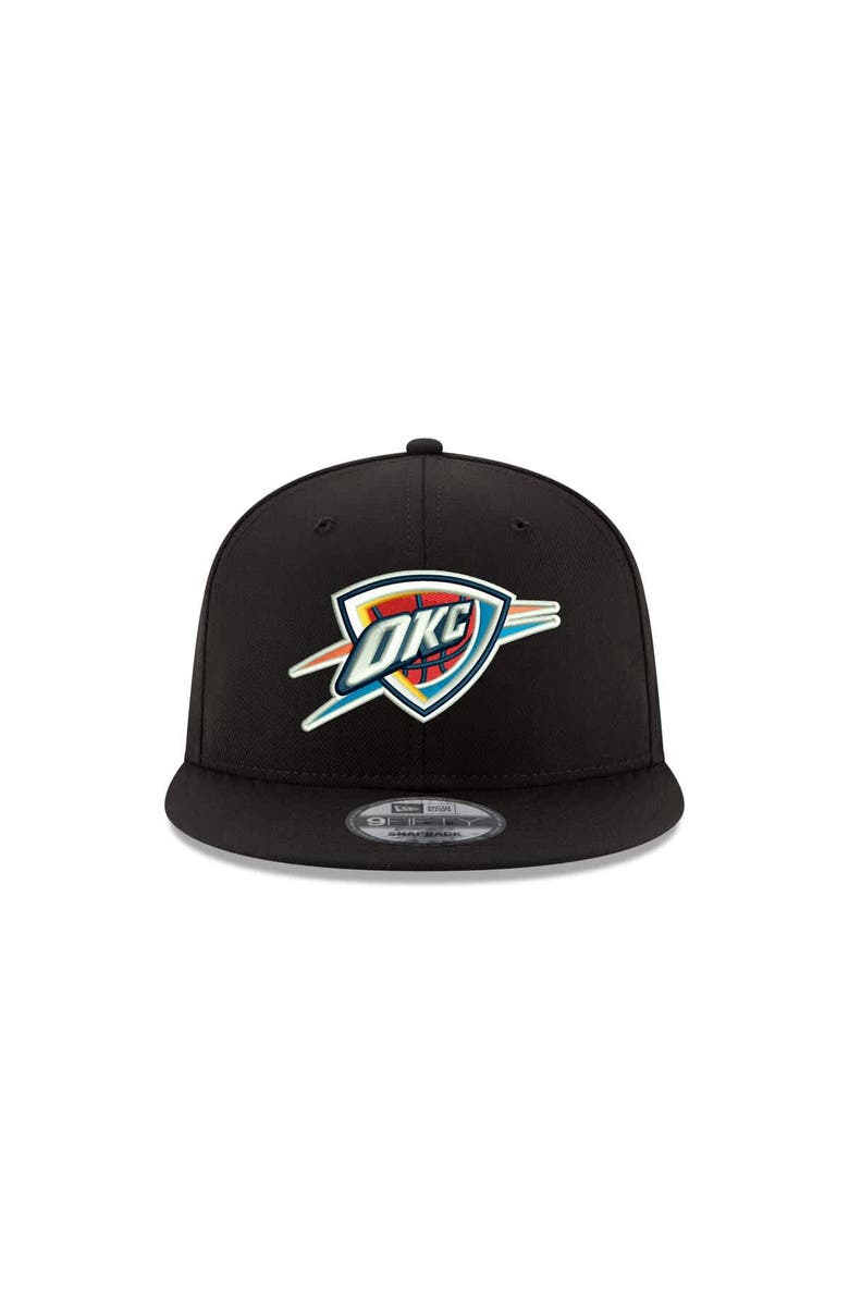New Era Men's New Era Black Oklahoma City Thunder Core Logo 9FIFTY Snapback Hat, Alternate, color, Black