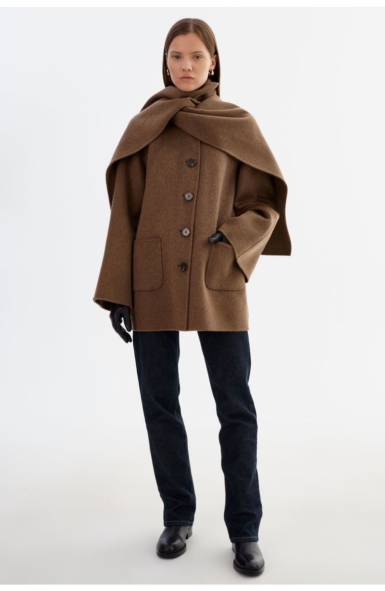 LAMARQUE Anca | Scarf Jacket, Alternate, color, Heather Brown