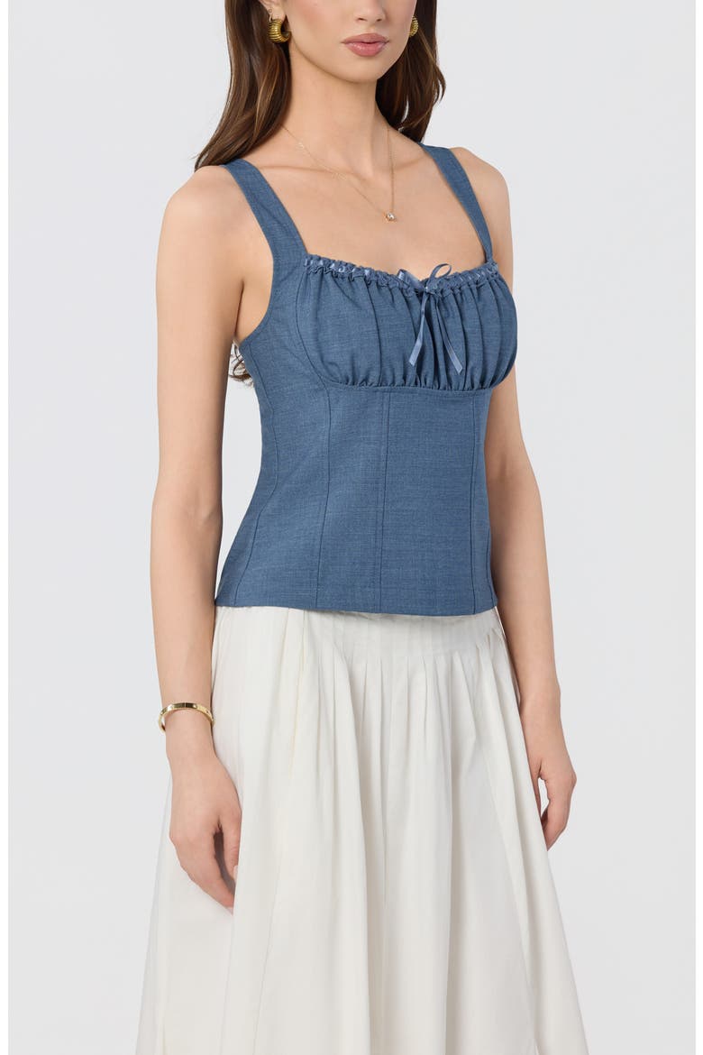 Lace Trim Milkmaid Top, Alternate, color, CHAMBRAY