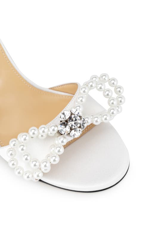 Mach&mach Mach & Mach Double Faux Pearl Bow Sandal In White