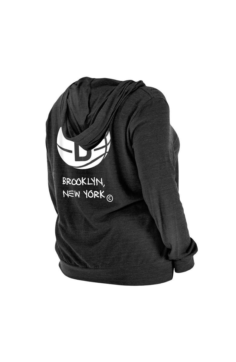 New Era Women's New Era Heather Black Brooklyn Nets Plus Size 2022/23 City Edition Bi-Blend Long Sleeve Hoodie T-Shirt, Alternate, color, 
