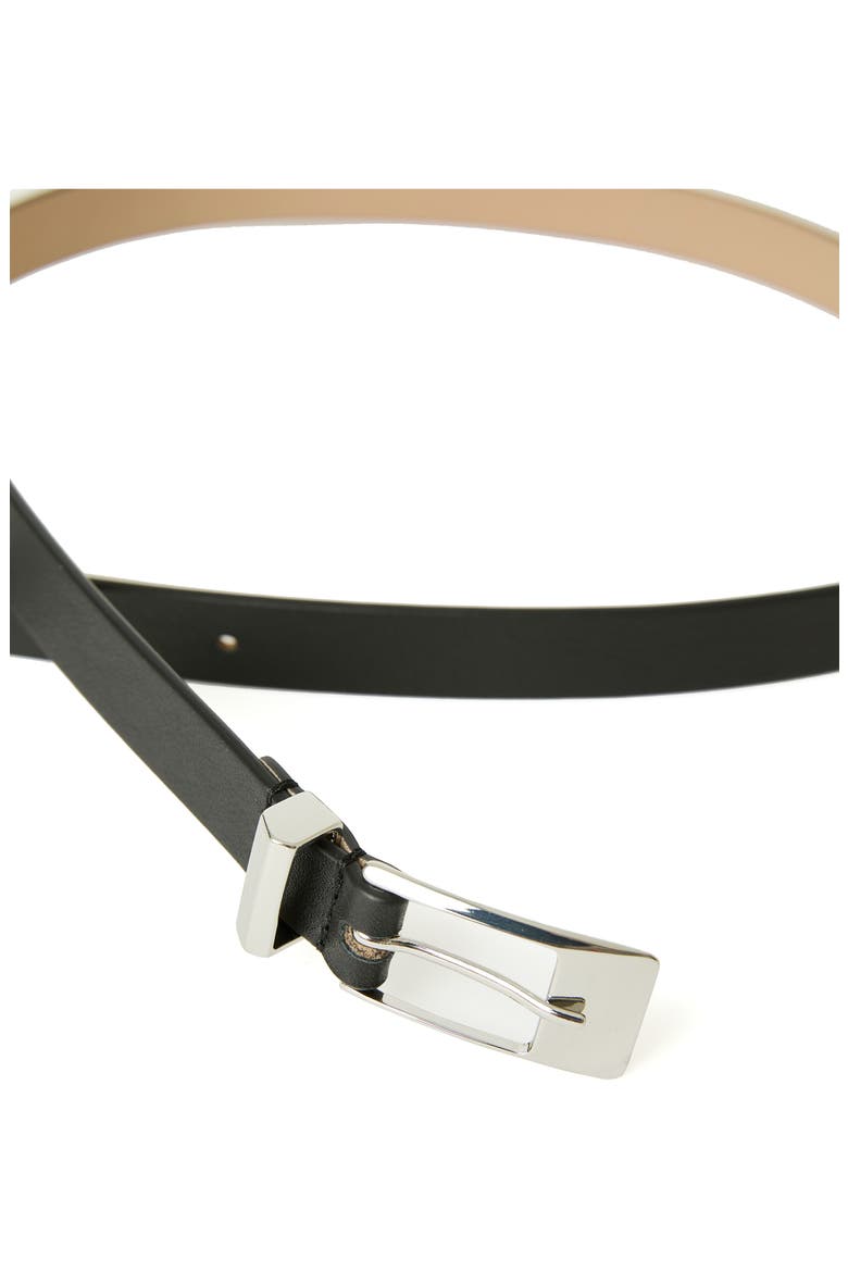 Cairo Thin Leather Belt, Alternate, color, BLACK/ SILVER