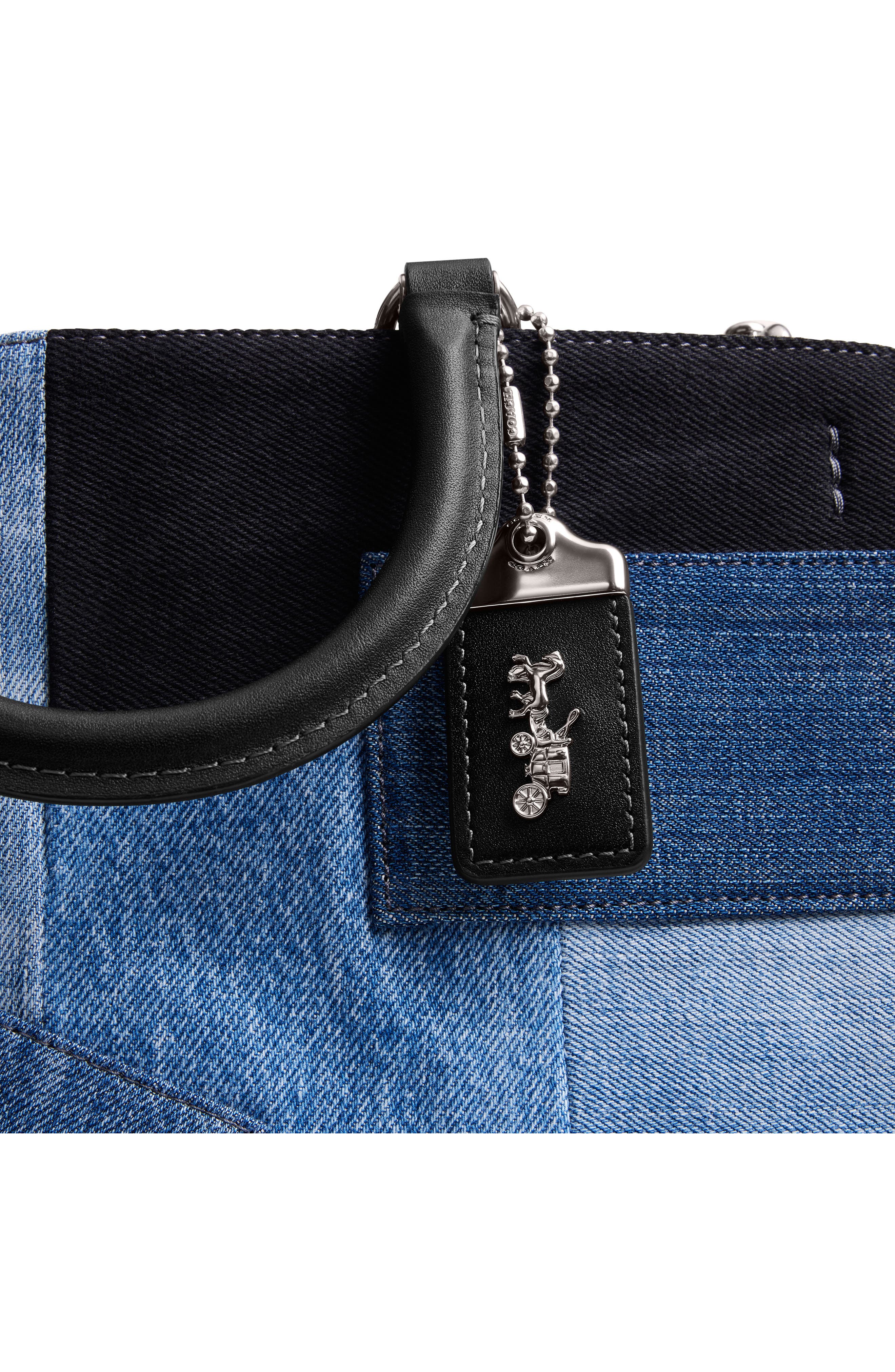 COACH Rouge Denim Patchwork Top Handle Bag, Alternate, color, 