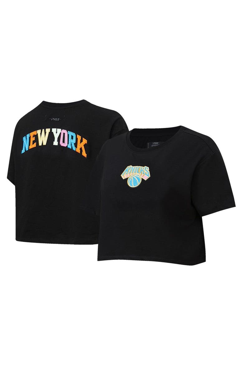 Women's Pro Standard Black New York Knicks Washed Neon Cropped Boxy T-Shirt, Main, color, Black