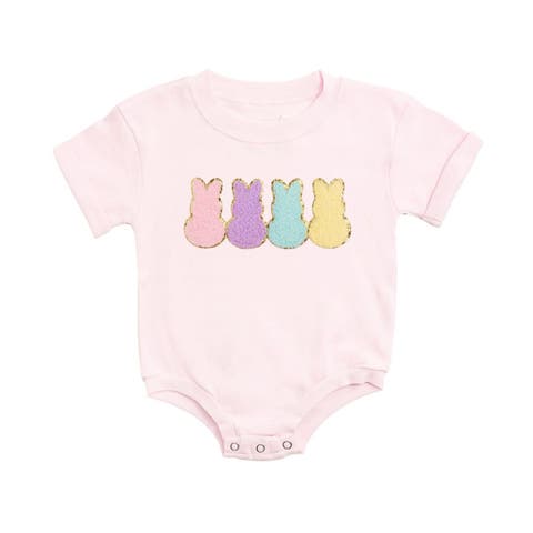 Easter Peeps Patch Short Sleeve Romper