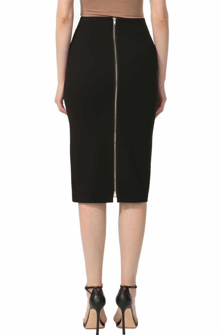 Women's Exposed Back Zip Pencil Skirt, Alternate, color, Black