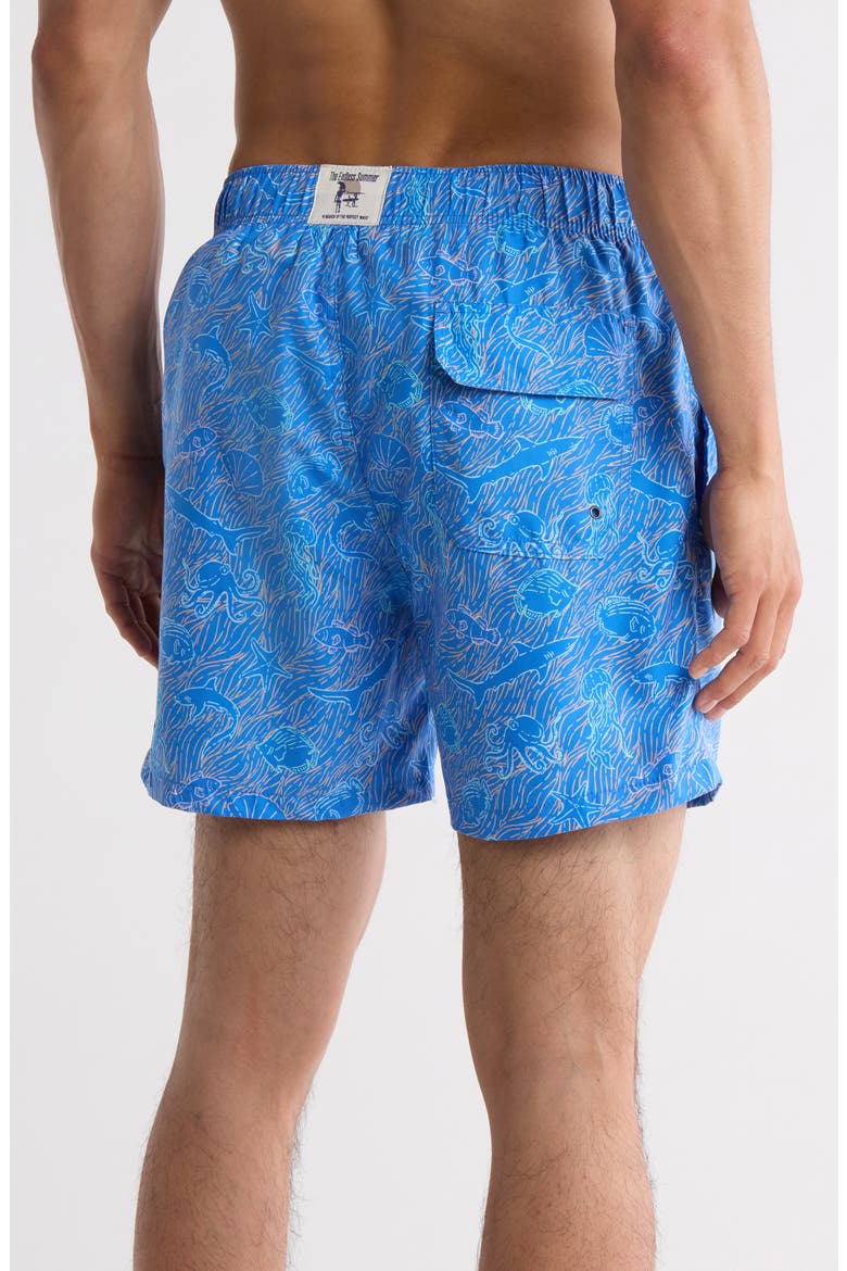 Sea Creatures Swim Trunks, Alternate, color, BLUE